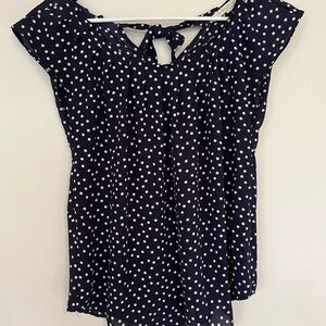 LC Lauren Conrad Navy Polka Dot Blouse